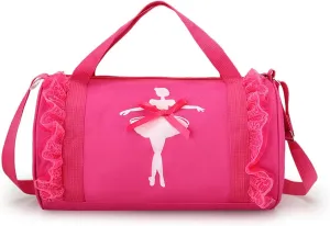 Cute Ballet Dance Backpack Tutu Dress Dance Bag Dance Bag Waterproof Small Duffle Bag Ballet Bags Gym Bag. (Rosy Red)