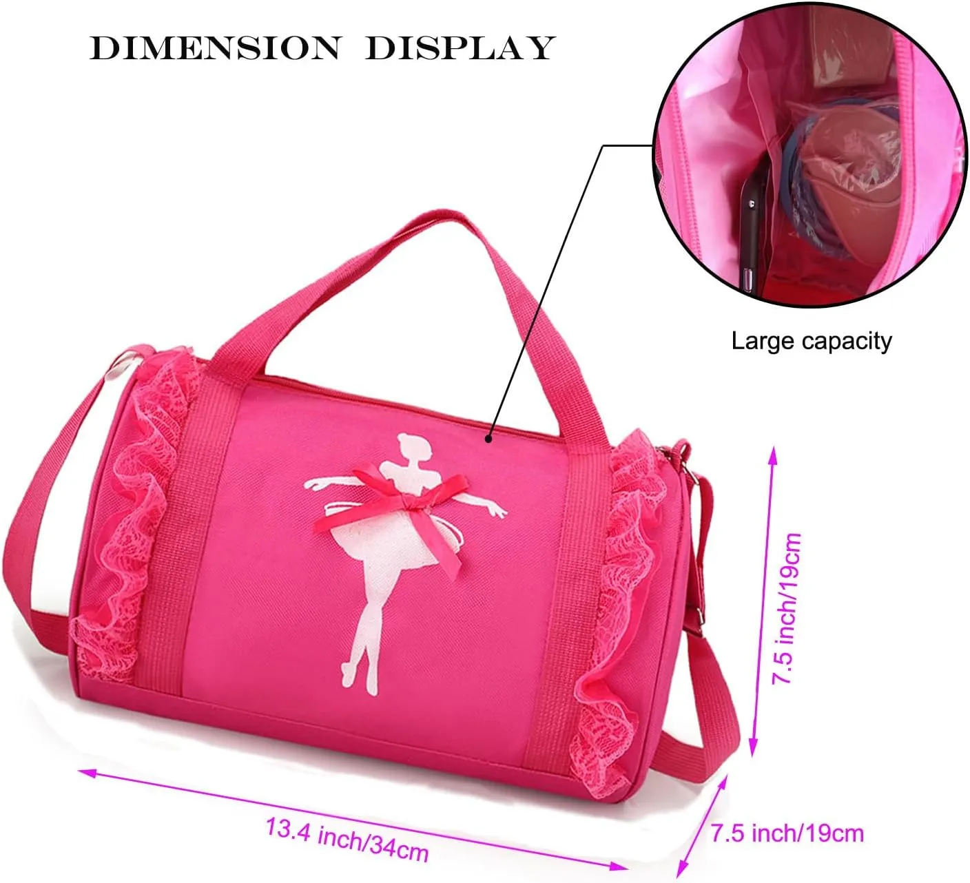 Cute Ballet Dance Backpack Tutu Dress Dance Bag Dance Bag Waterproof Small Duffle Bag Ballet Bags Gym Bag. (Rosy Red)