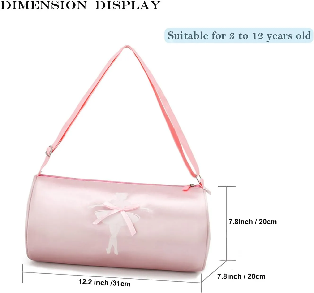 Cute Ballet Dance Backpack Tutu Dress Dance Bag Waterproof Small Duffle Bag Ballet Bags Gym Bag. (Rose Red)