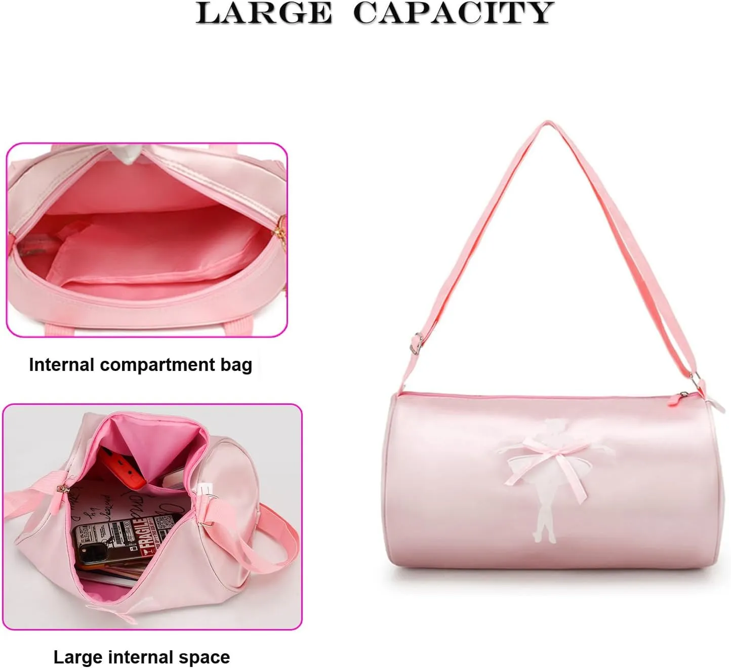 Cute Ballet Dance Backpack Tutu Dress Dance Bag Waterproof Small Duffle Bag Ballet Bags Gym Bag. (Rose Red)