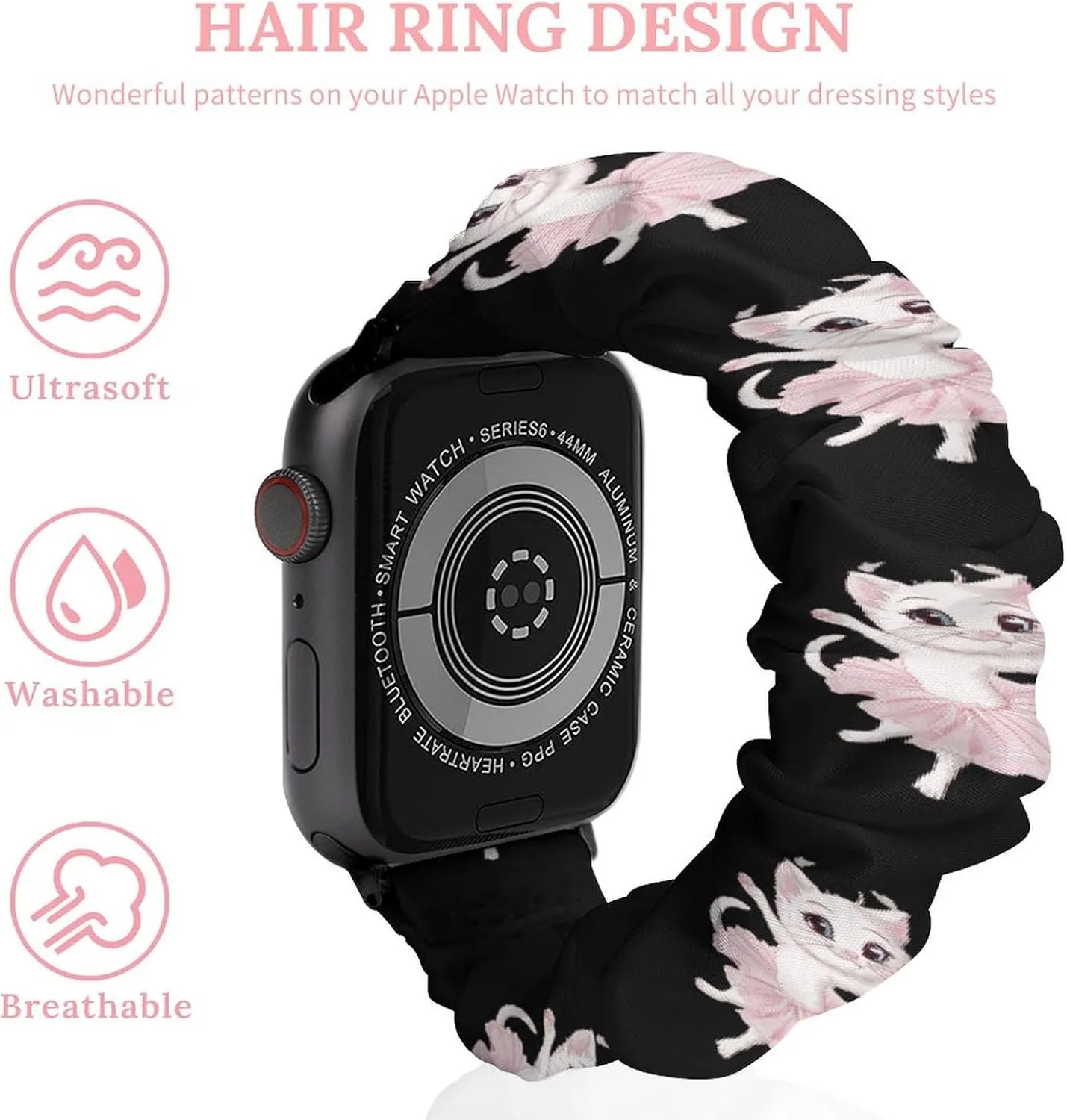 Cute Cat in Tutu Ballet Dancing Watch Band Elastic Watch Strap Soft Wristband Sport Replacement Band Compatible with IWatch