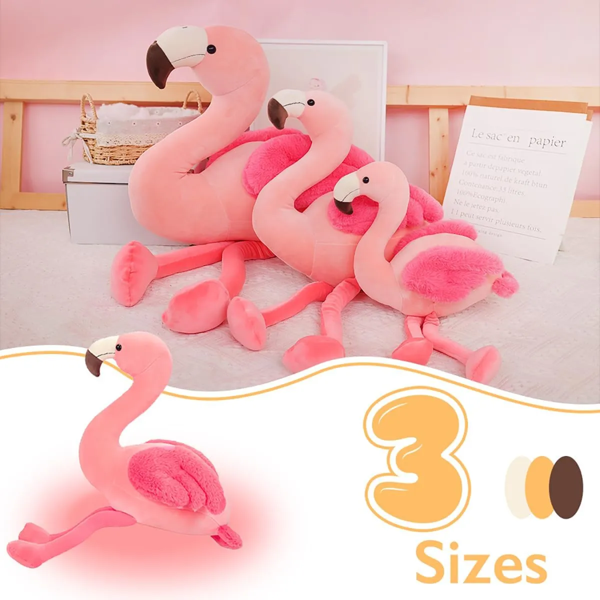 Cute Stuffed Flamingo Plush Toy, 27.5" Super Soft Pink Flamingo Plushies Animal for Girls