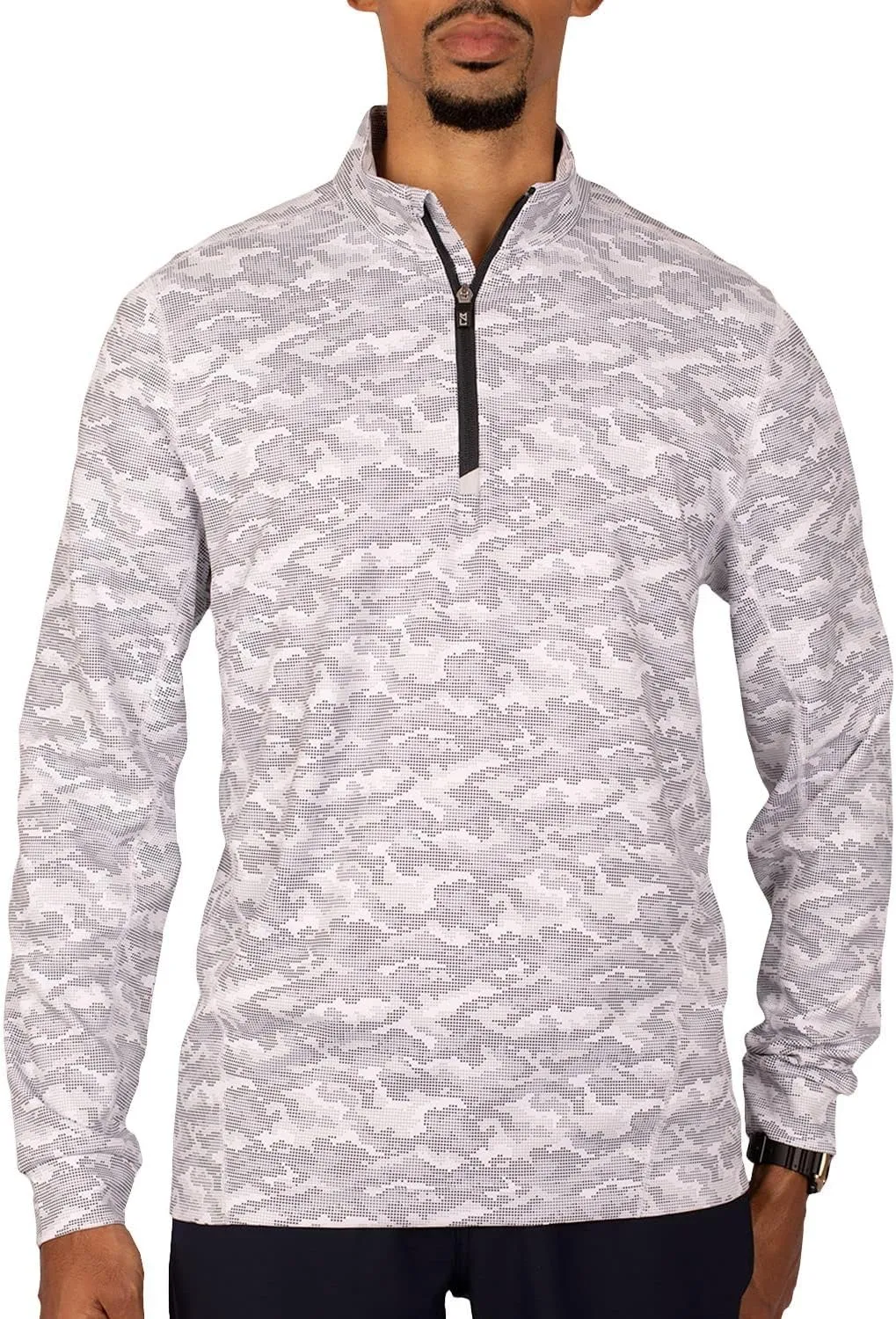 Cutter & Buck Traverse Camo Print Stretch Quarter Zip Mens Big and Tall Pullover