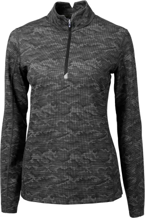 Cutter & Buck Traverse Camo Print Stretch Quarter Zip Womens Pullover