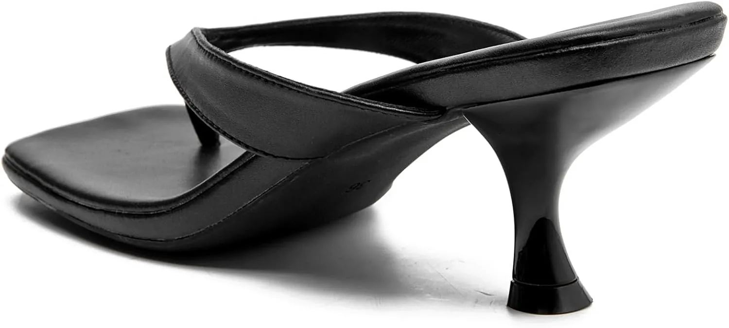 DADAWEN Women's Kitten Heels Thong Sandals Square Open Toe Flip Flop Heels Slip On Fashion Summer Dressy Party Wedding Pumps Heeled Sandals