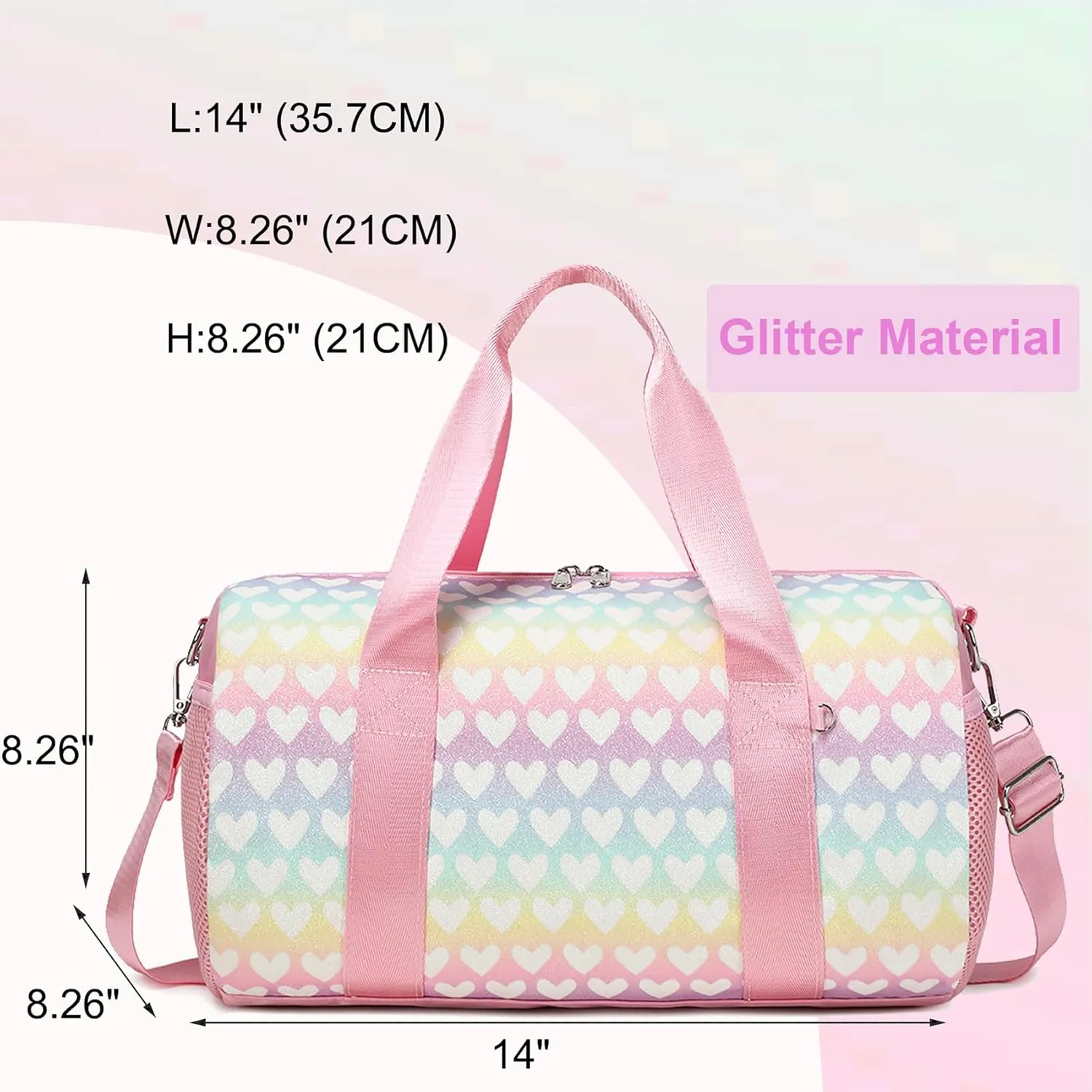 Dance Ballet Bag for Girls 4-6 Ballerina Gymnastic Bag Toddler Small Duffle Dance Bags for Little Dancers,Glitter Material,14"*8.26"*8.26"