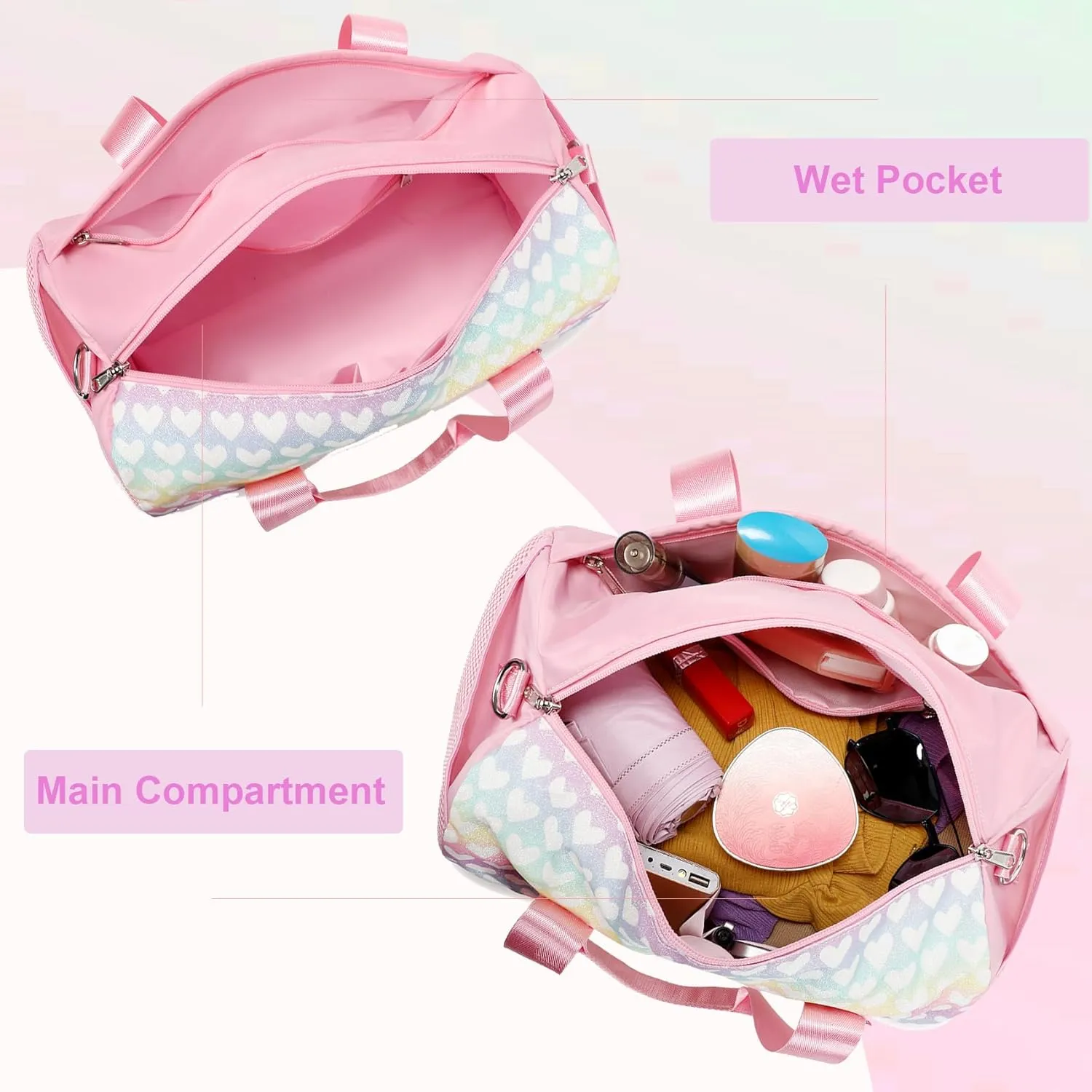 Dance Ballet Bag for Girls 4-6 Ballerina Gymnastic Bag Toddler Small Duffle Dance Bags for Little Dancers,Glitter Material,14"*8.26"*8.26"
