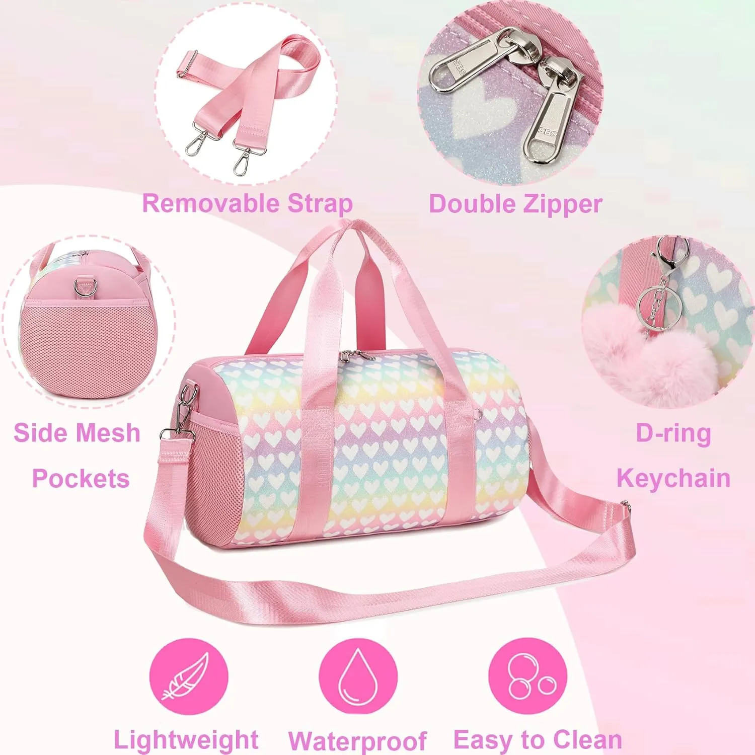 Dance Ballet Bag for Girls 4-6 Ballerina Gymnastic Bag Toddler Small Duffle Dance Bags for Little Dancers,Glitter Material,14"*8.26"*8.26"