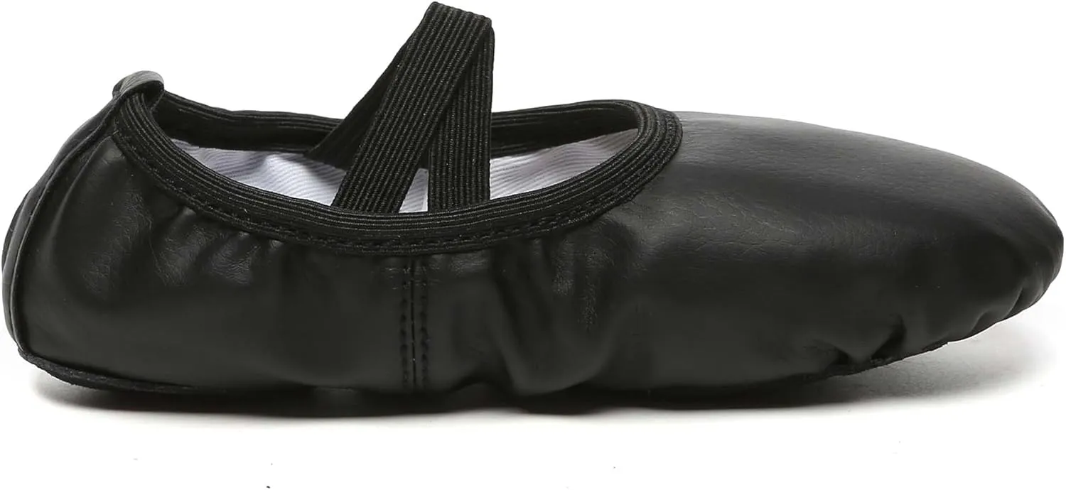 Danzcue Ballet Shoes for Women Soft Canvas/PU Leather Adult Dance Slippers, Ideal Ballet Flats for Women