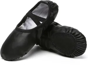 Danzcue Ballet Shoes for Women Soft Canvas/PU Leather Adult Dance Slippers, Ideal Ballet Flats for Women