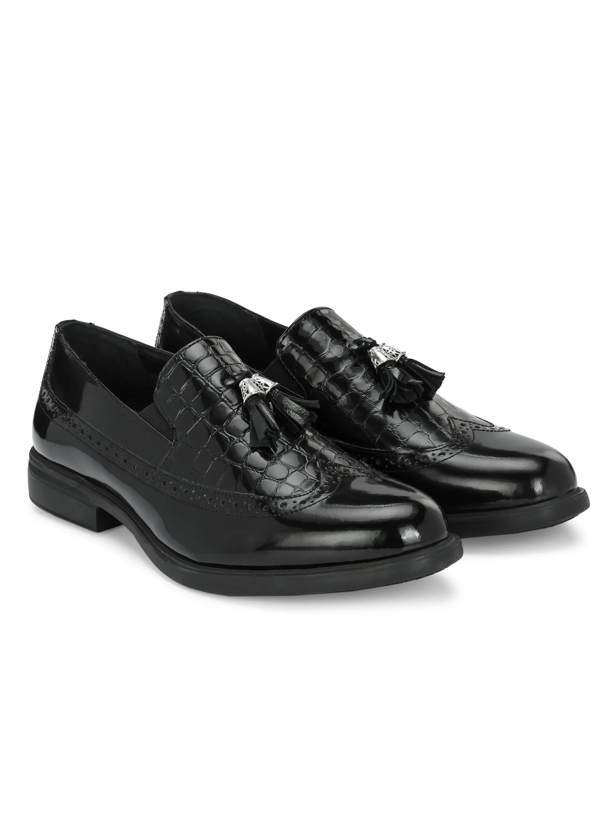 Dappo Black Formal Slip-on Shoes For Men