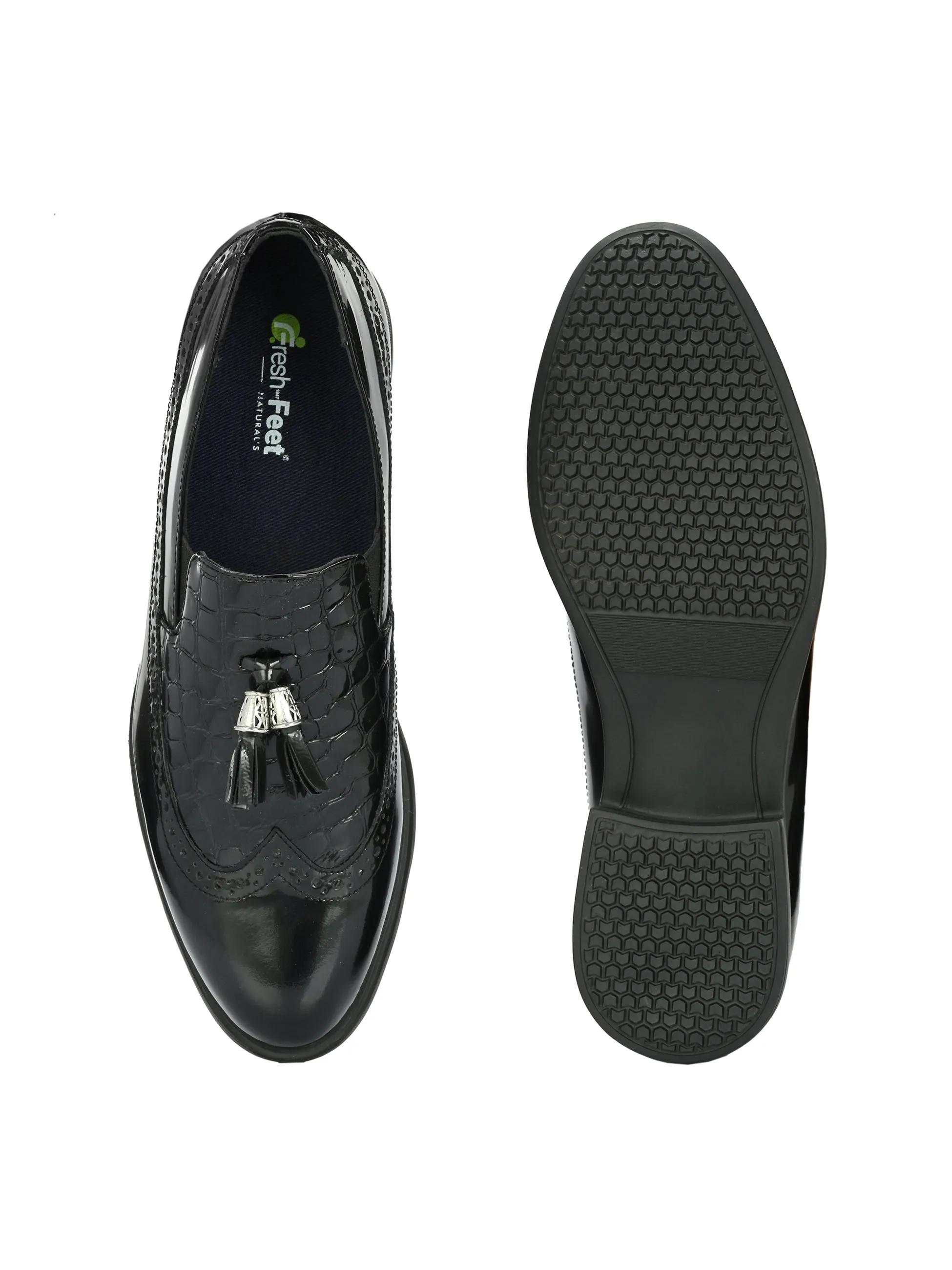 Dappo Black Formal Slip-on Shoes For Men