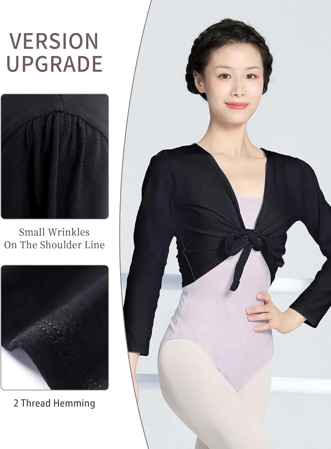 Daydance Girl's Women's Dance Top Wrap Cotton Cardigan Shrug Sweater for Ballet