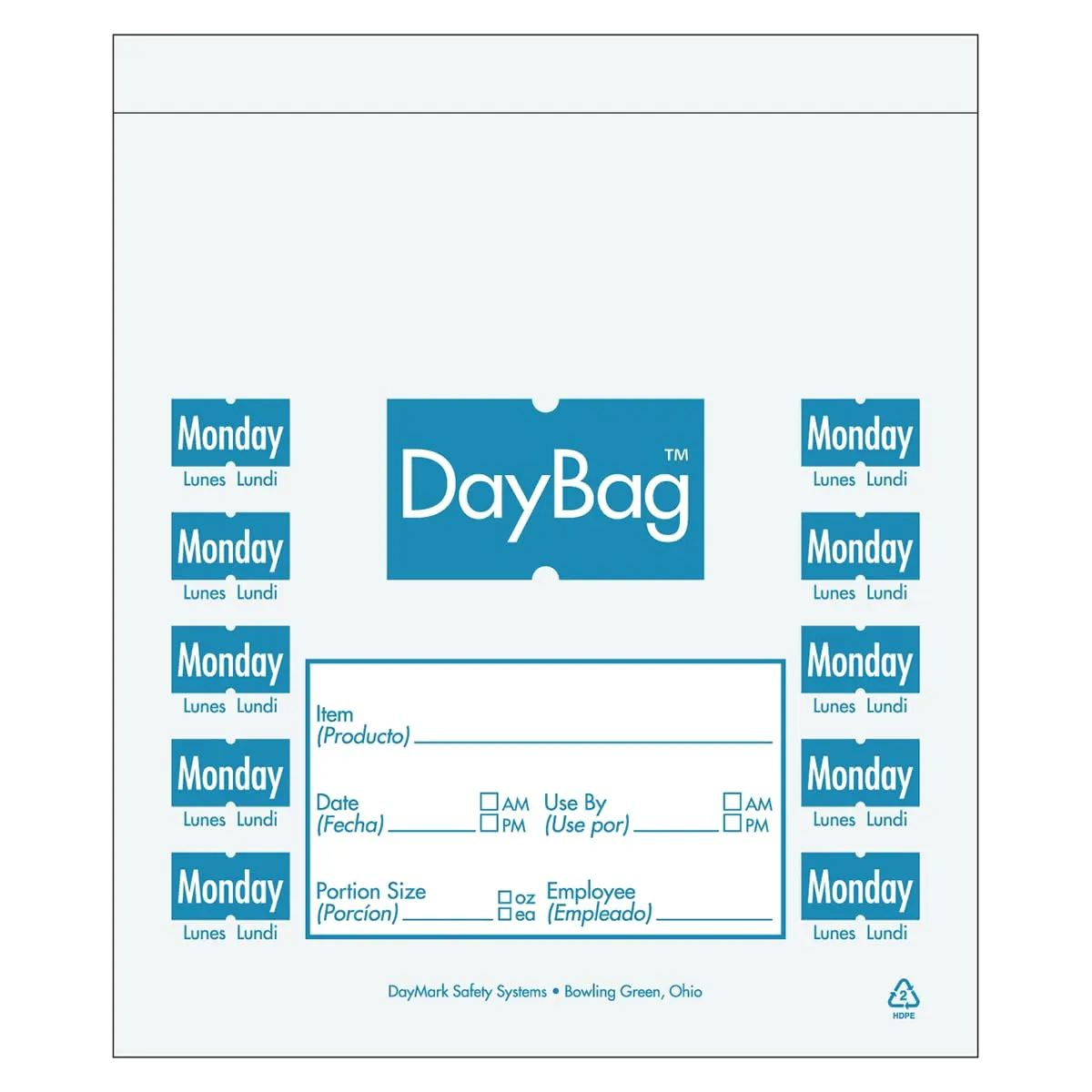 DayMark 113013 5-1/2 Day of the Week Monday Portion Bag - 2000 / BX"