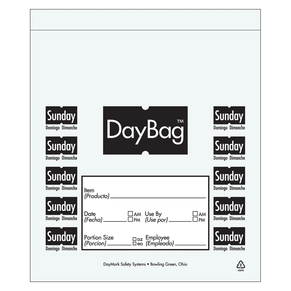 DayMark 113019 5-1/2 Day of the Week Sunday Portion Bag - 2000 / BX"