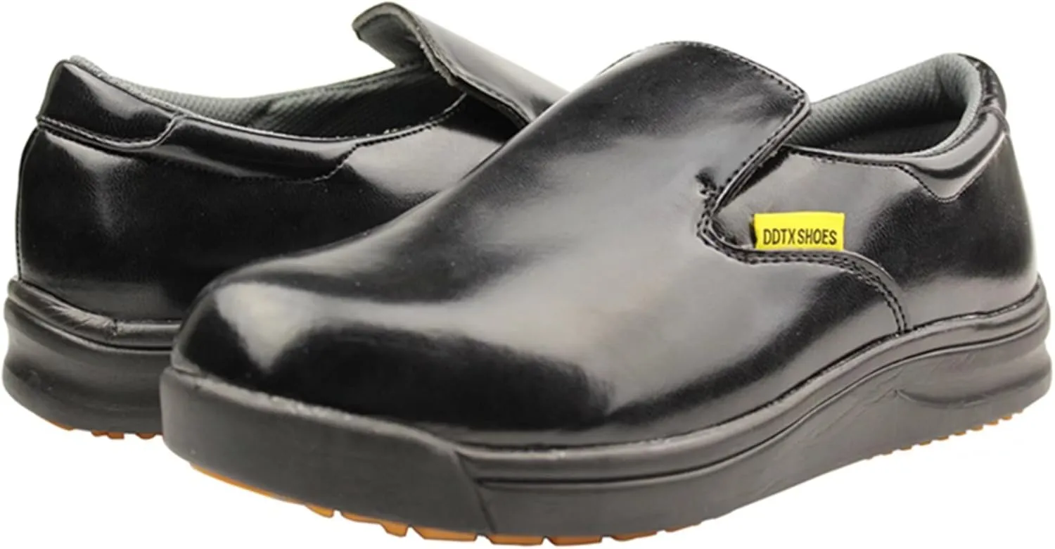 DDTX Slip Oil Resistant Slip-on Mens Work Shoes Black/White