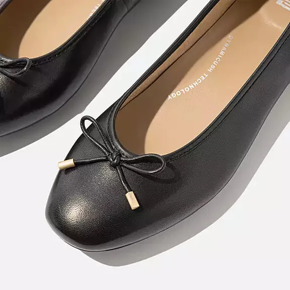 DELICATO Bow Soft Leather Ballerinas