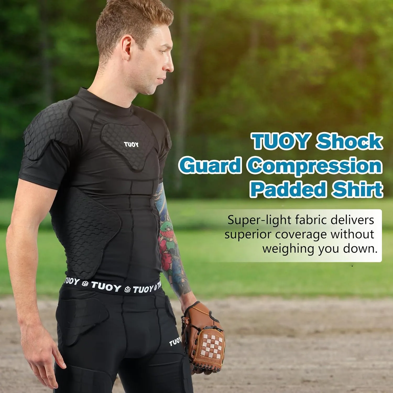 DGXINJUN Men Padded Football Chest Rib Protector Shirt Heart Shoulder Guard Sternum for Football Baseball Softball Rugby