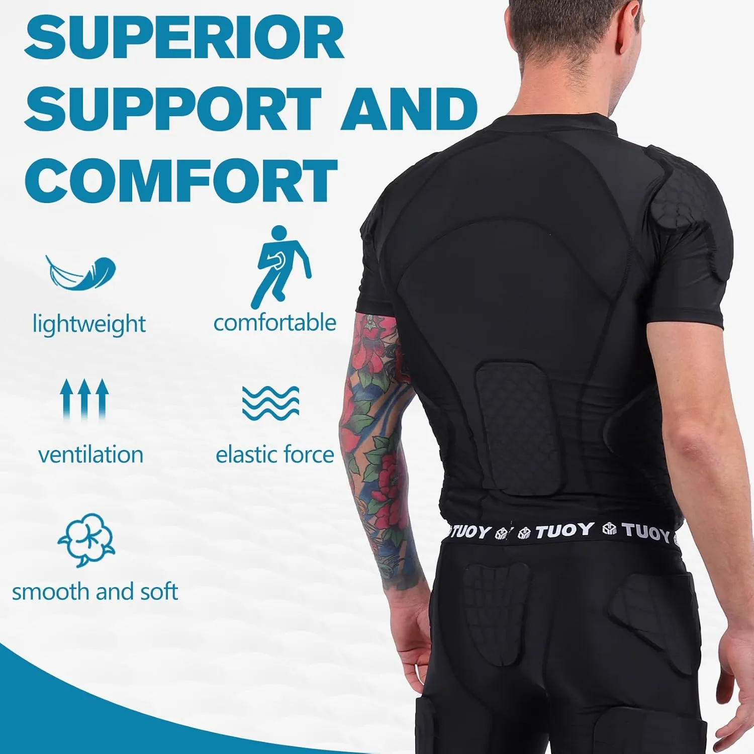 DGXINJUN Men Padded Football Chest Rib Protector Shirt Heart Shoulder Guard Sternum for Football Baseball Softball Rugby