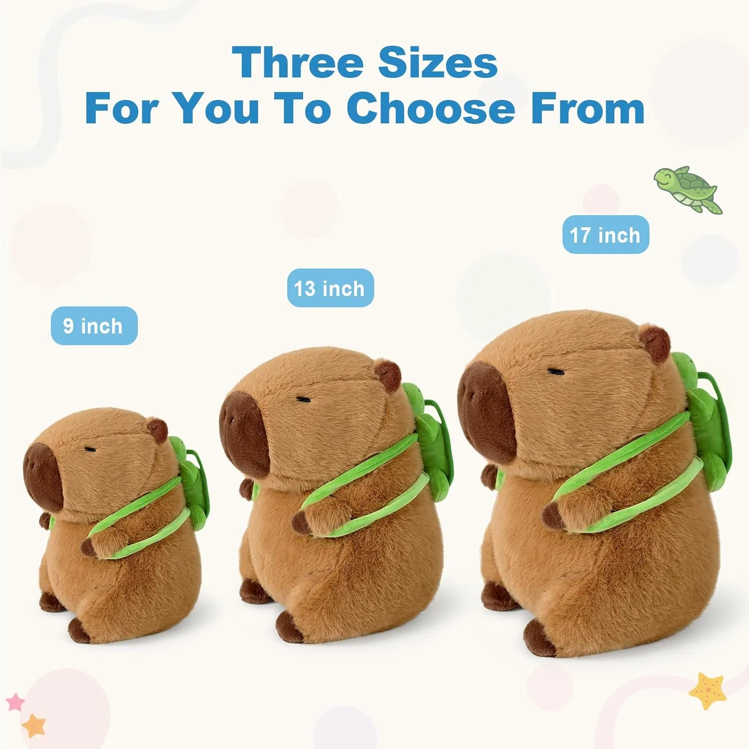 Ditucu Cute Capybara Plush with Turtle Backpack Soft Capibara Stuffed Animal Plushies Toys Hugging Gifts for Kids Brown 9 inch