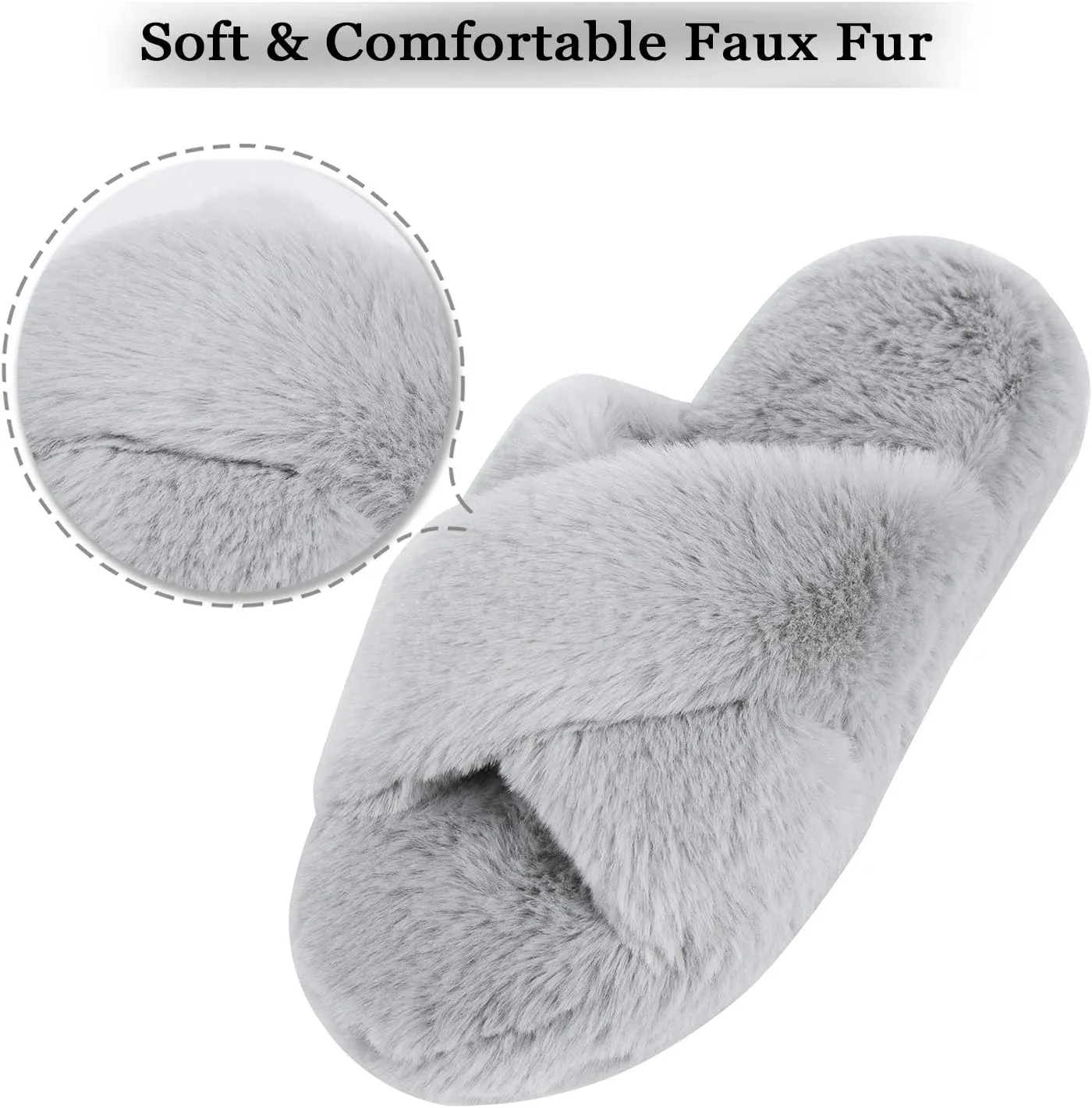 DL Fluffy Womens House Slippers Cross Band Open Toe, Soft Plush Fleece Bedroom Slippers Women Memory Foam, Comfy Fuzzy Slip On Non-Slip Womens Slippers Indoor Leopard Size