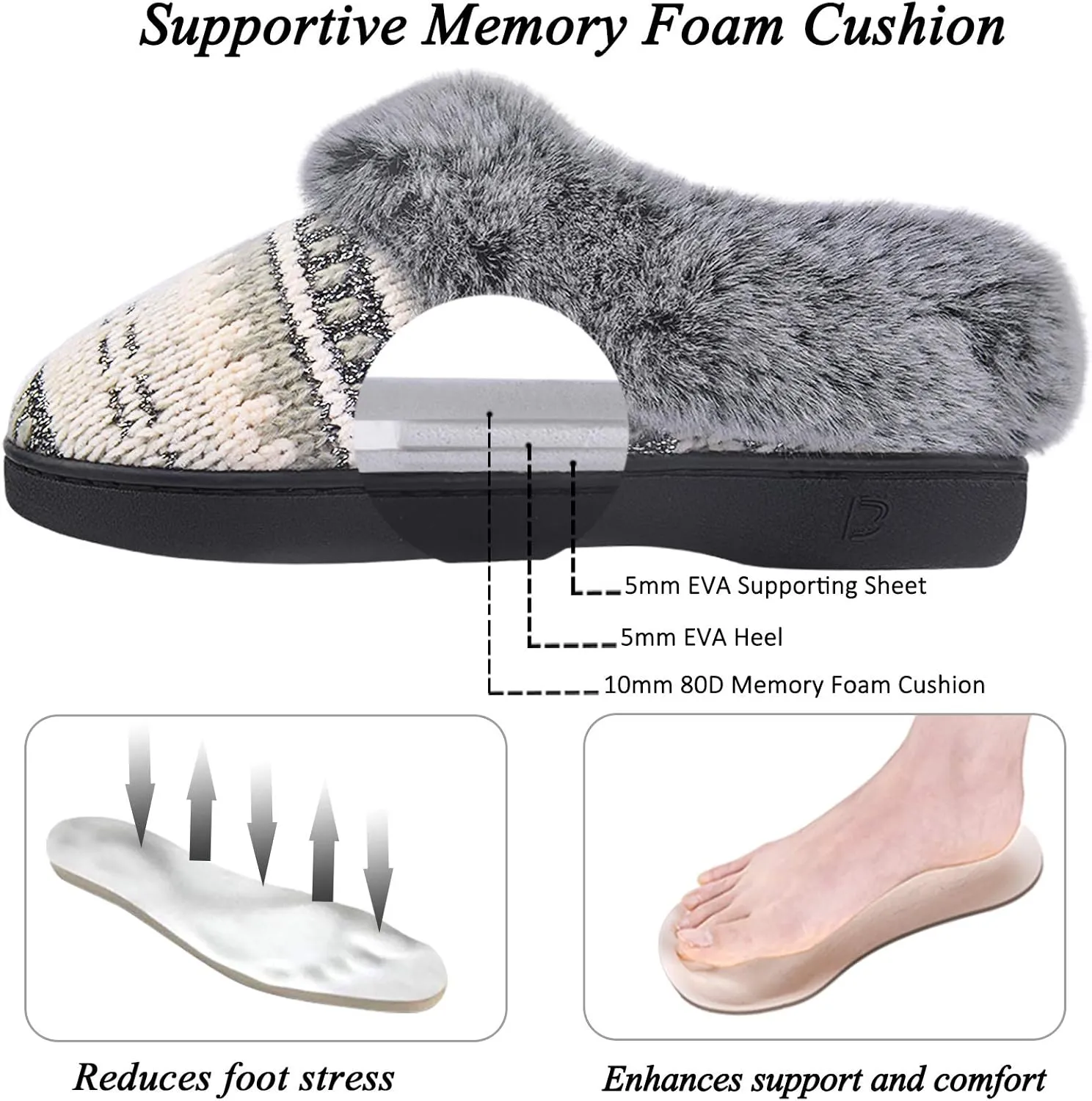 DL Women's Memory Foam Moccasin Slippers Micro Suede with Breathable Faux Fur Lining Slip On House Shoes Micro Indoor & Outdoor