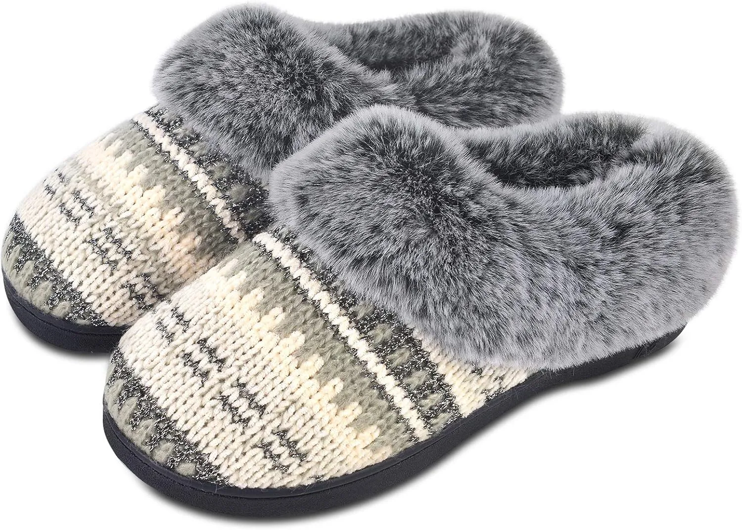 DL Women's Memory Foam Moccasin Slippers Micro Suede with Breathable Faux Fur Lining Slip On House Shoes Micro Indoor & Outdoor