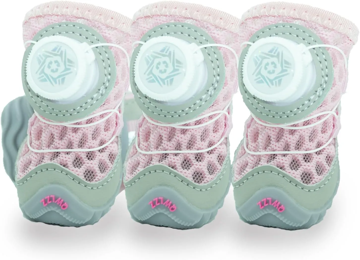 Dog Shoes Paw Protectors for Small Medium Size Puppy, Breathable Cold Mesh Pets Booties with Anti Slip Soft Sole for Hardwood Floors Summer, Button Revolve Design Easy to Wear (Pink)