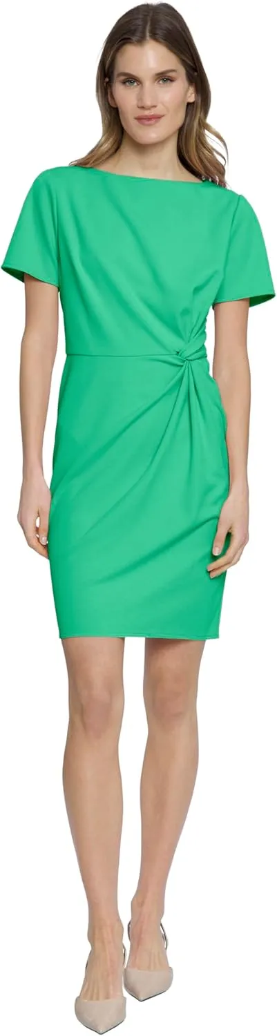 Donna Morgan Boat Neck Side Waist Twist Detail Mini, Womens Dresses