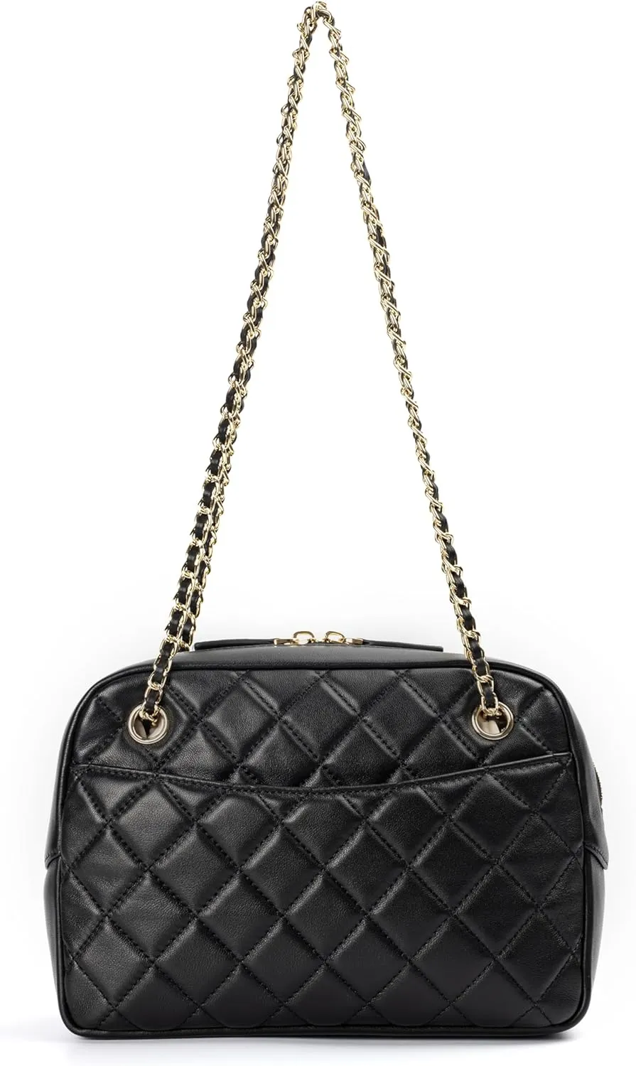 DORIS&JACKY Quilted Lambskin Shoulder Bag for Women, Small Soft Designer Crossbody Chain Purse