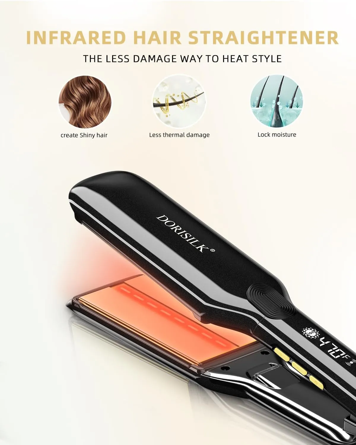 DORISILK 500 Degree Vibrating Ceramic Hair Straightener, 2 in 1 Hair Straightener and Curler, Plasma Flat Iron Get Frizz-Free Hair (500FWV)