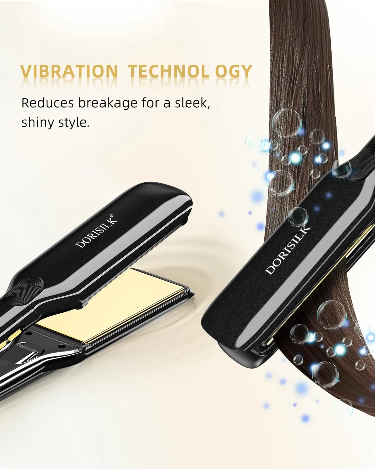 DORISILK 500 Degree Vibrating Ceramic Hair Straightener, 2 in 1 Hair Straightener and Curler, Plasma Flat Iron Get Frizz-Free Hair (500FWV)