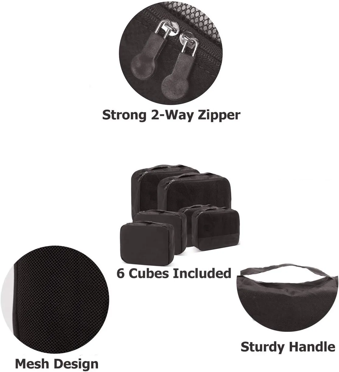 DoubleTrip Packing Cubes for Travel Accessories Luggage Organizer Bag Set Clothes Carry on Suitcase Bags (Black)