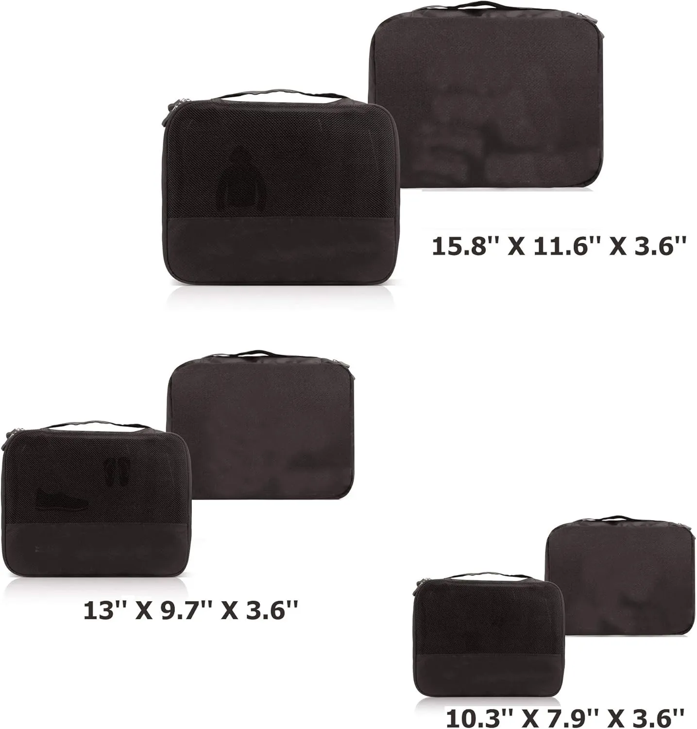 DoubleTrip Packing Cubes for Travel Accessories Luggage Organizer Bag Set Clothes Carry on Suitcase Bags (Black)