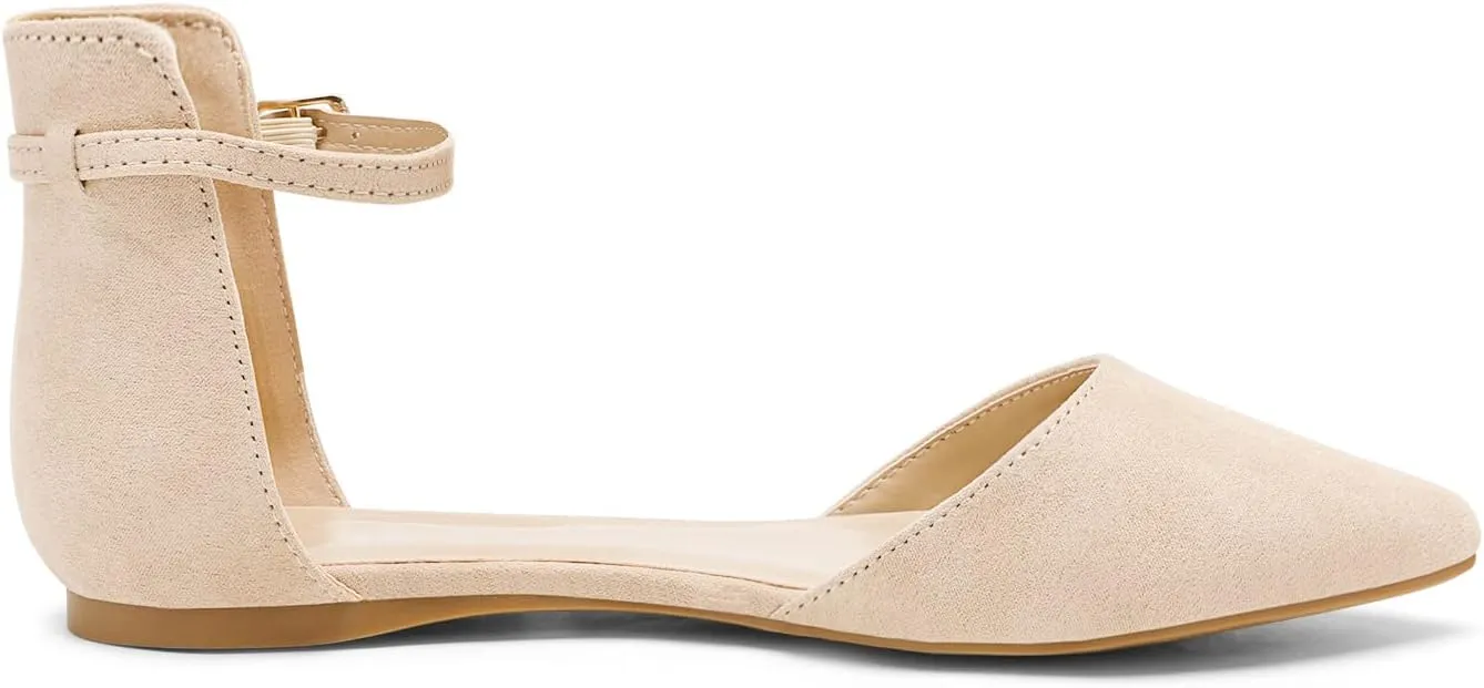 DREAM PAIRS Flapointed Women's Casual D'Orsay Pointed Plain Ballet Comfort Soft Slip On Flats Shoes
