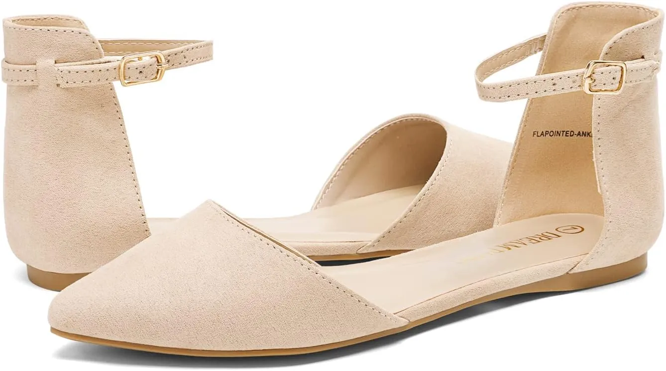 DREAM PAIRS Flapointed Women's Casual D'Orsay Pointed Plain Ballet Comfort Soft Slip On Flats Shoes