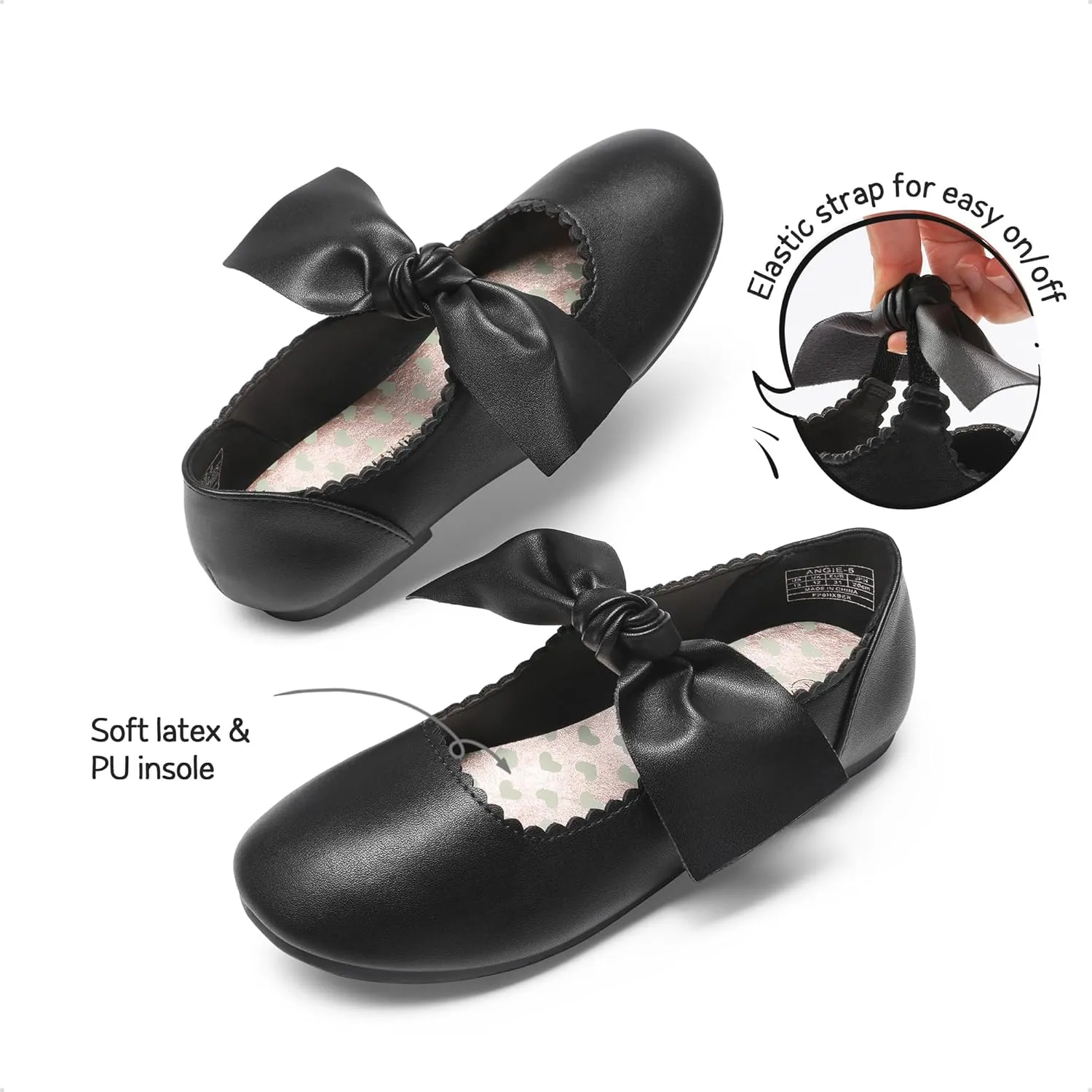DREAM PAIRS Girls Ballerina Flats Mary Jane Front Bow Dress Shoes