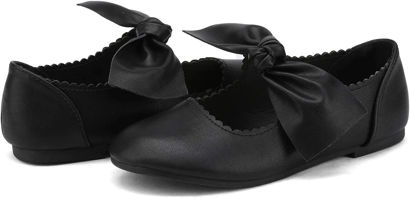 DREAM PAIRS Girls Ballerina Flats Mary Jane Front Bow Dress Shoes
