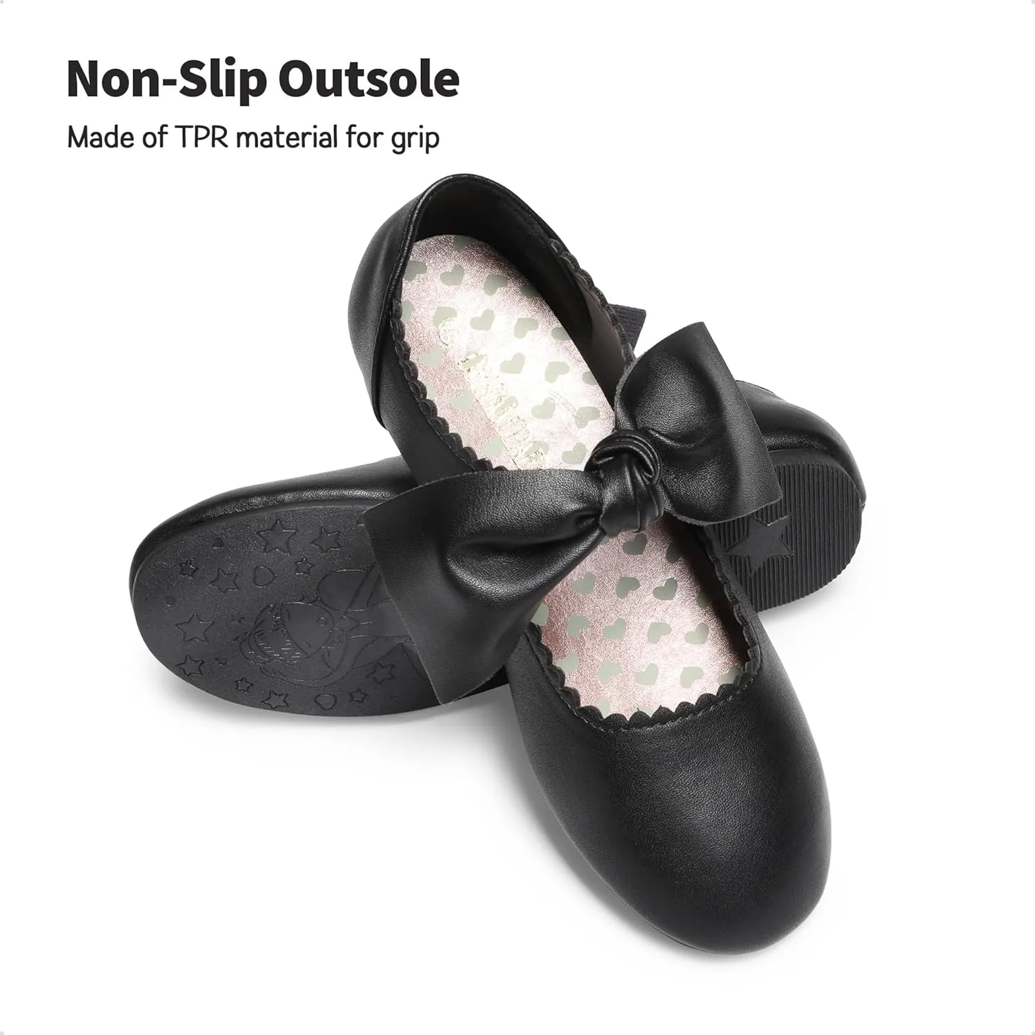DREAM PAIRS Girls Ballerina Flats Mary Jane Front Bow Dress Shoes