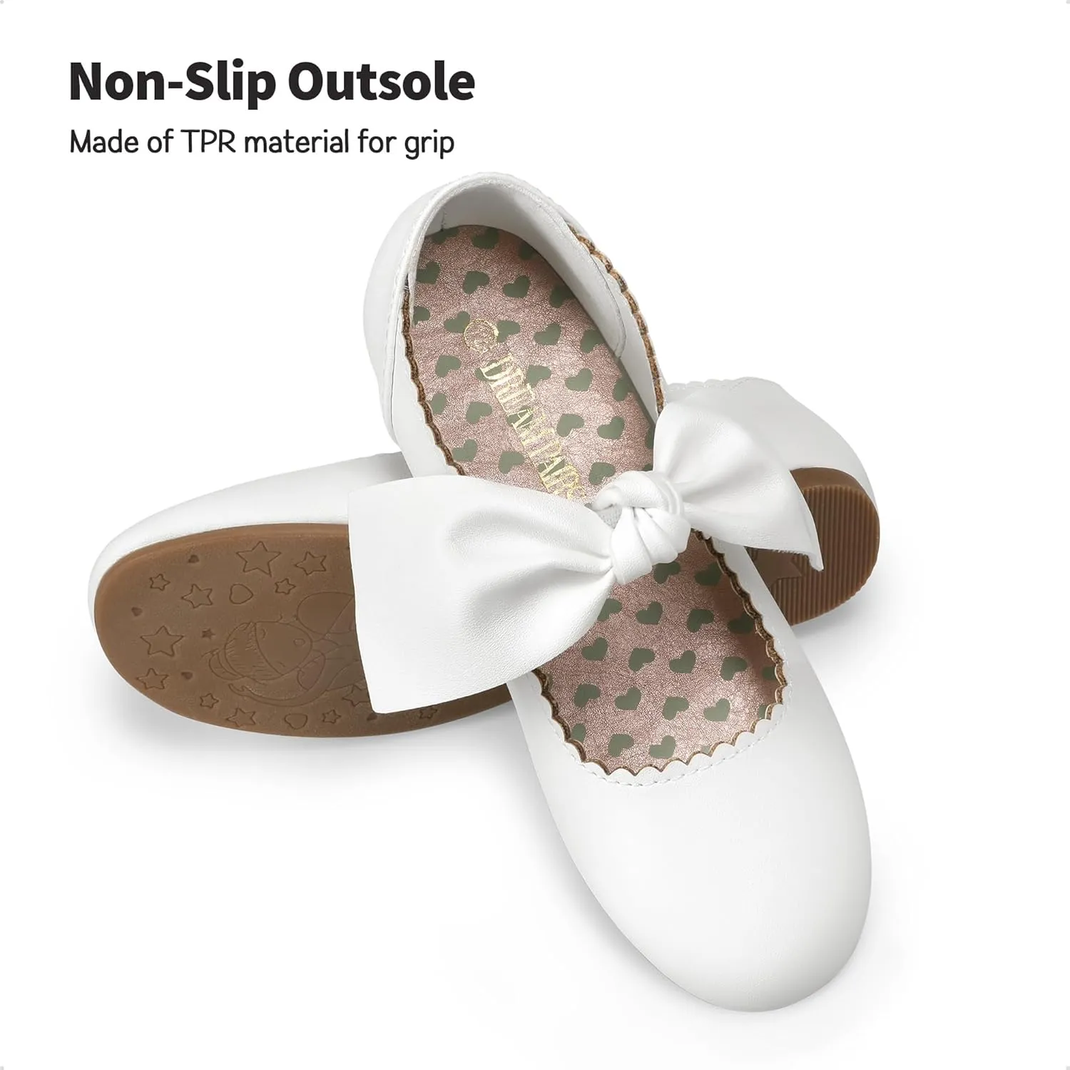 DREAM PAIRS Girls Ballerina Flats Mary Jane Front Bow Dress Shoes