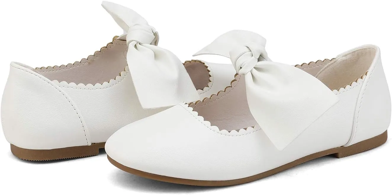 DREAM PAIRS Girls Ballerina Flats Mary Jane Front Bow Dress Shoes