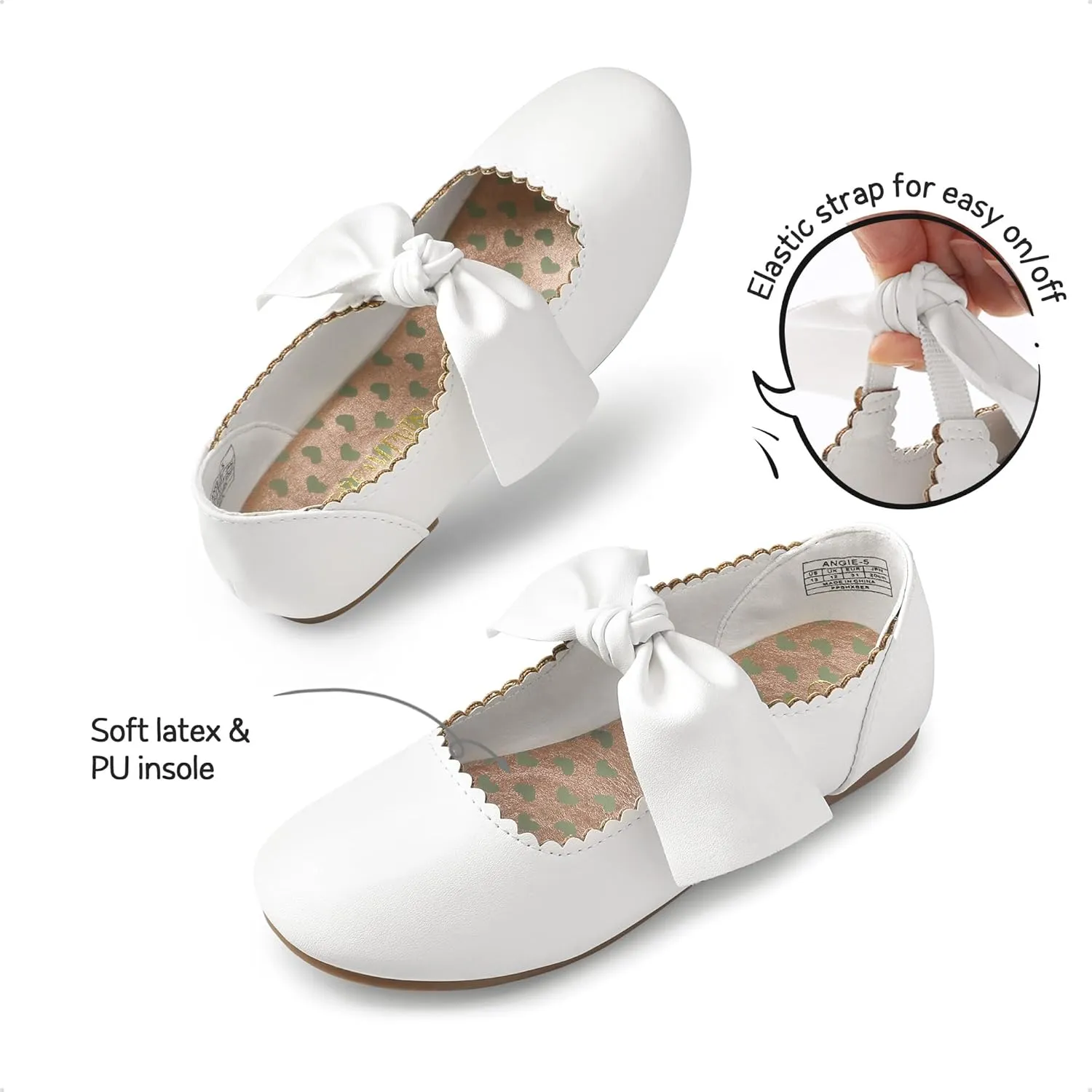 DREAM PAIRS Girls Ballerina Flats Mary Jane Front Bow Dress Shoes
