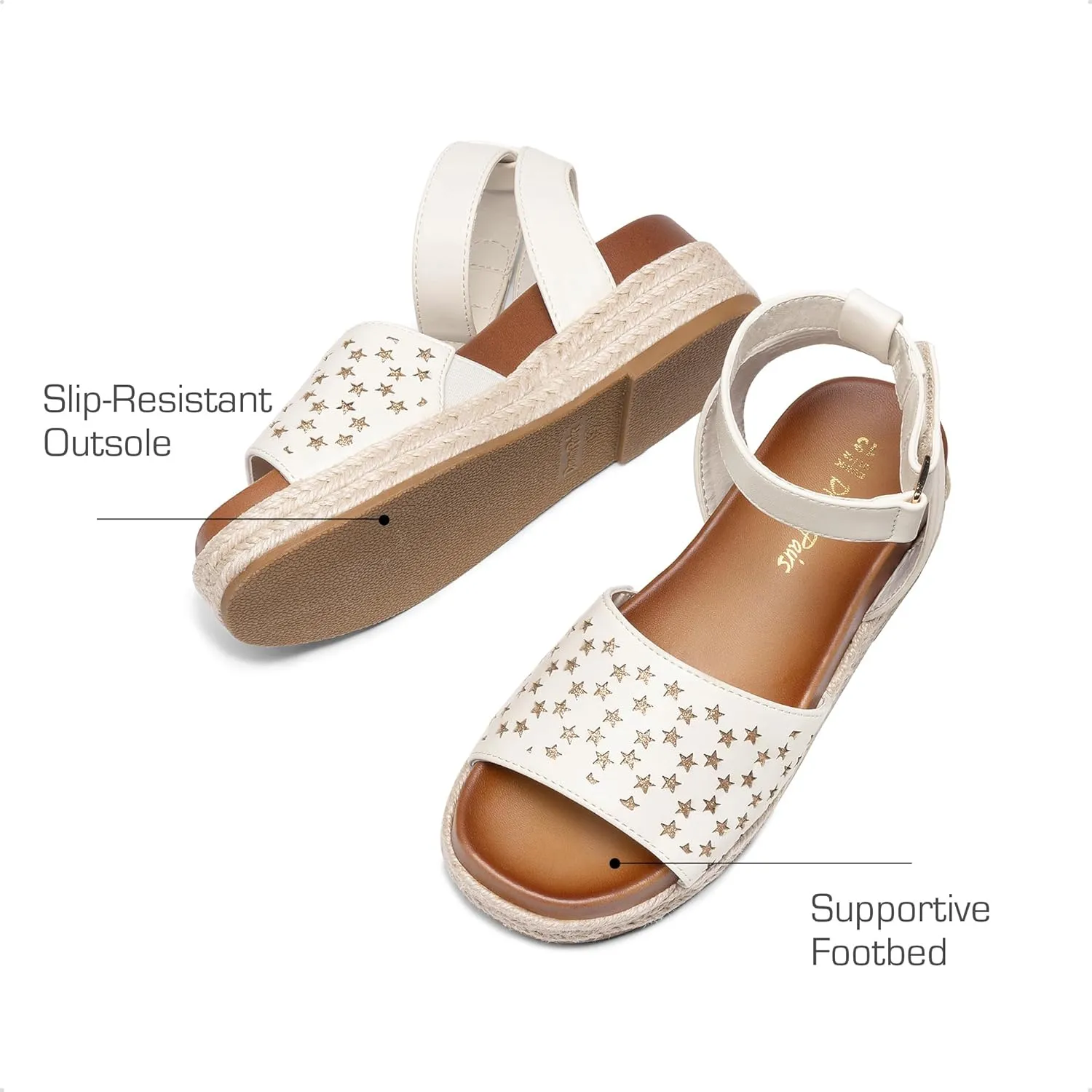 DREAM PAIRS Girls Platform Wedge Open Toe Espadrille Sandals with Buckle Ankle Strap for Little Kid/Big Kid