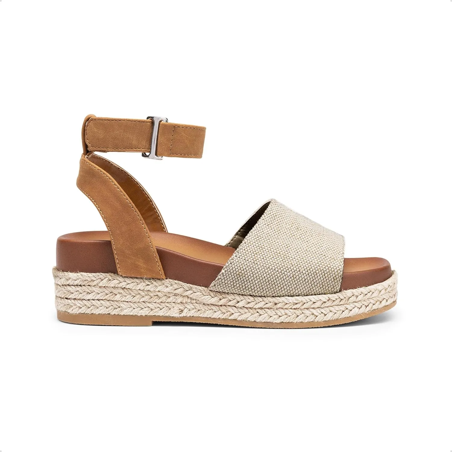 DREAM PAIRS Girls Platform Wedge Open Toe Espadrille Sandals with Buckle Ankle Strap for Little Kid/Big Kid