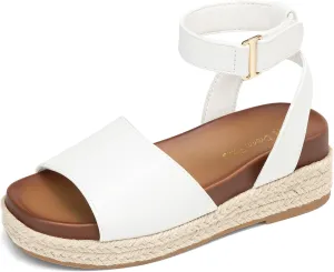 DREAM PAIRS Girls Platform Wedge Open Toe Espadrille Sandals with Buckle Ankle Strap for Little Kid/Big Kid