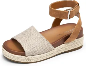DREAM PAIRS Girls Platform Wedge Open Toe Espadrille Sandals with Buckle Ankle Strap for Little Kid/Big Kid