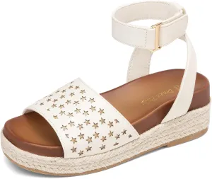 DREAM PAIRS Girls Platform Wedge Open Toe Espadrille Sandals with Buckle Ankle Strap for Little Kid/Big Kid