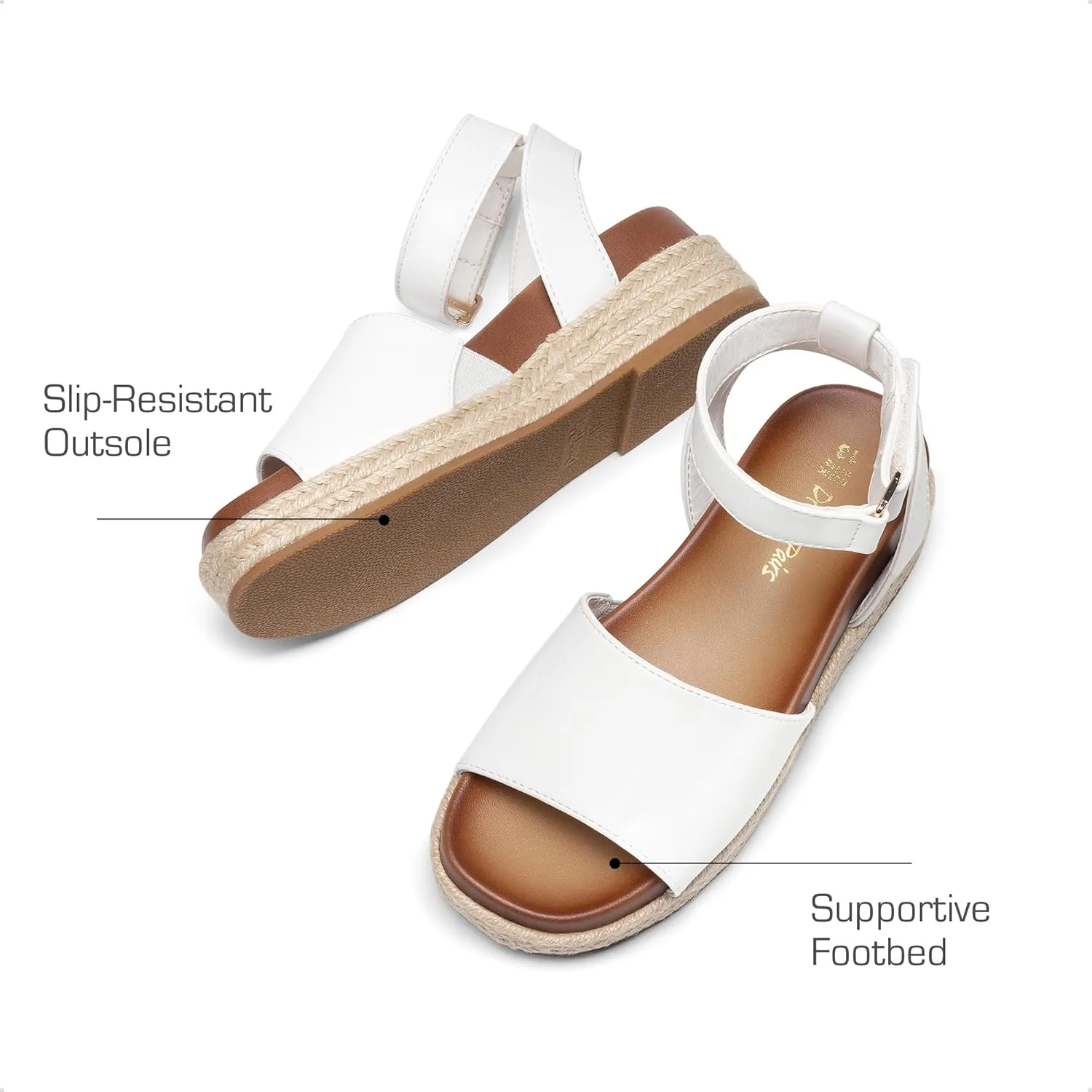 DREAM PAIRS Girls Platform Wedge Open Toe Espadrille Sandals with Buckle Ankle Strap for Little Kid/Big Kid