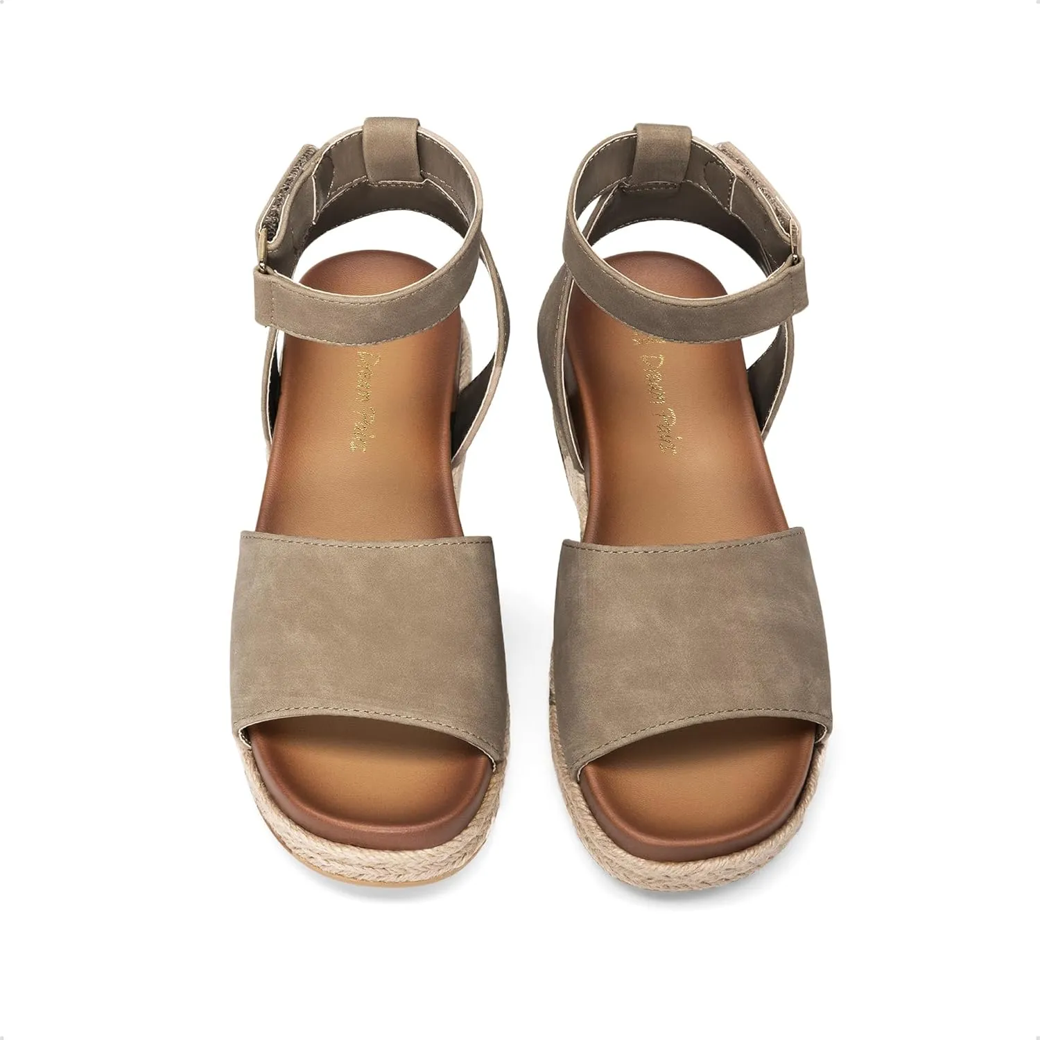 DREAM PAIRS Girls Platform Wedge Open Toe Espadrille Sandals with Buckle Ankle Strap for Little Kid/Big Kid
