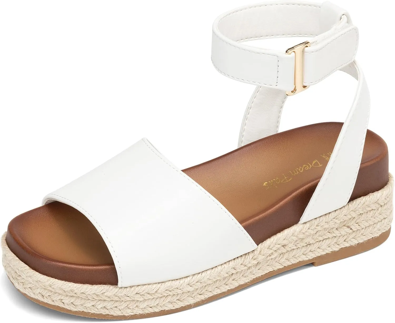 DREAM PAIRS Girls Platform Wedge Open Toe Espadrille Sandals with Buckle Ankle Strap for Little Kid/Big Kid